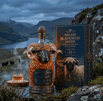 Valais Blacknose Sheep 21-Year-Old Private Cask: Highland Single Malt Scotch Whisky, Limited Edition Collector's Bottle & Gift Box