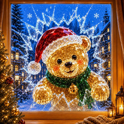 🎄Crystal Christmas Break-In Window Decal | 3D Shattered Glass Illusion with Sparkling Holiday Characters for Magical Window Decorations ✨🎅