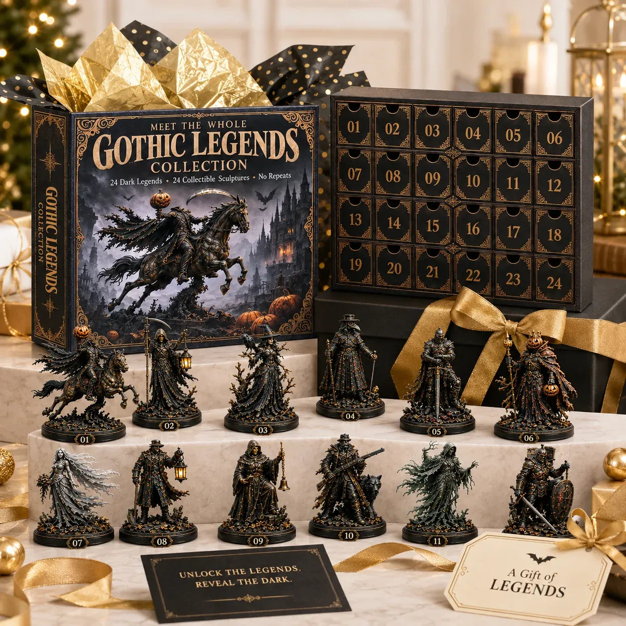 🔥🎁🖤 Gothic Legends Advent Calendar 2026 — 24 Days, 24 Dark Legends, 24 Unique Collectible Sculptures