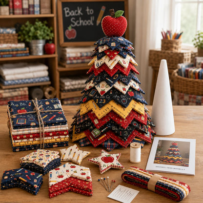 💥 LAST DAY 49% OFF - Americana Christmas Tree Quilt Kit – Easy Layered Fabric Holiday Décor for Quilting Lovers