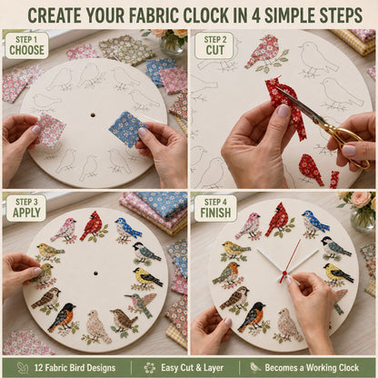 ⏳ Last Day 49% OFF – 🕒 Beginner-Friendly DIY Patchwork Fabric Clock Kit – 12-Themed Appliqué Wall Clock | Complete Kit with Coordinated Fabrics, Clock Mechanism & Step-by-Step Guide Included 💕