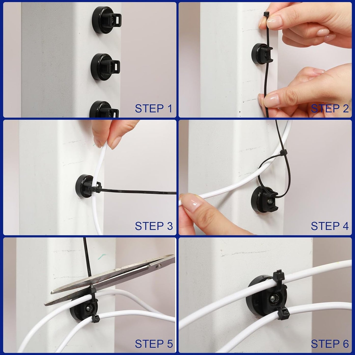 🧲 12 Pack Heavy Duty Magnetic Zip Tie Mounts for Cable Management