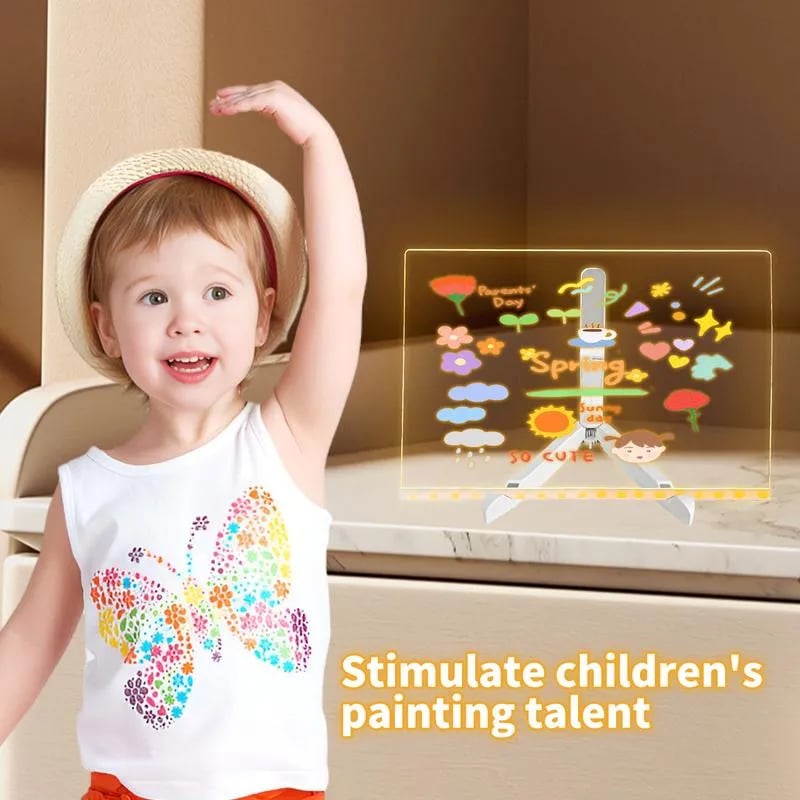 ✨🎨 Reusable LED Acrylic Message Board – Light-Up Drawing & Writing Board with 7 Color Pens