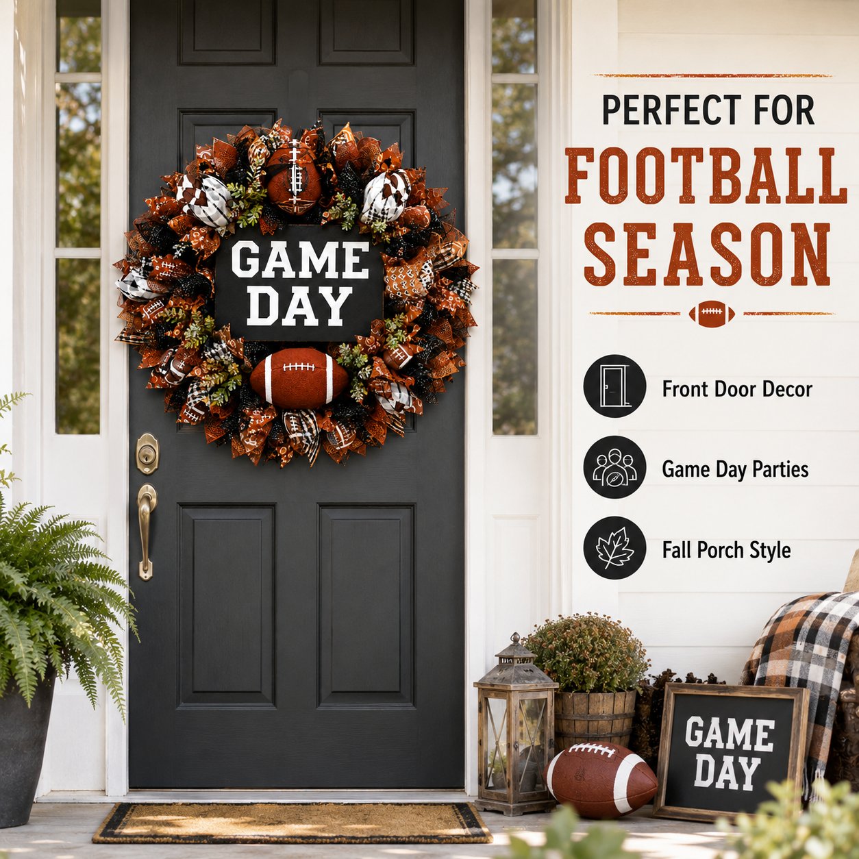 🏈 Handmade Style Football Wreath – Add Game Day Energy To Your Home