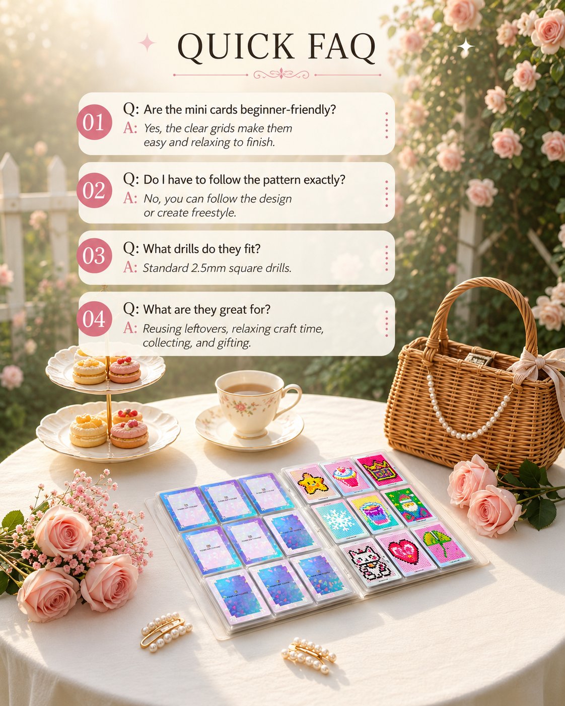👨‍🎨✨Freestyle Mini Diamond Art Cards, 30PCS Cute Pixel DIY Craft Cards for Diamond Painting Lovers