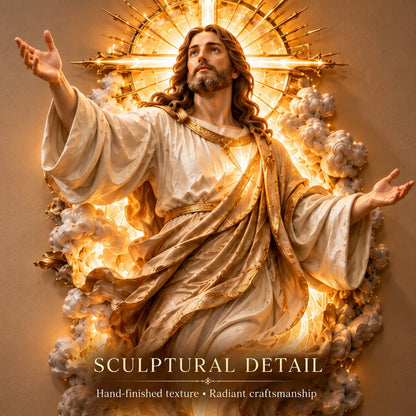 🔥✝️ Light of the World Jesus Wall Sculpture – A Radiant Symbol of Faith for the Home✝️