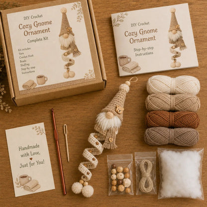 🔥 LAST DAY 49% OFF – 🎄Cozy Gnome Crochet Ornament Kit Collection | Premium Soft Yarn, Complete Crochet Tools & 9 Charming Designs 🧶✨