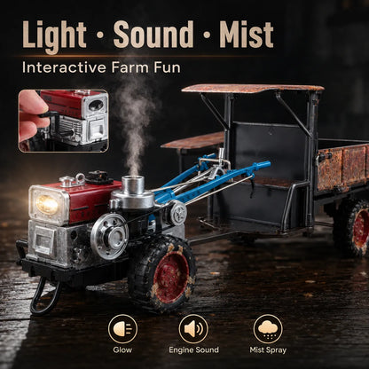 🚜 1:24 Vintage Alloy Tractor Model – Light Sound Spray Function Collectible Toy