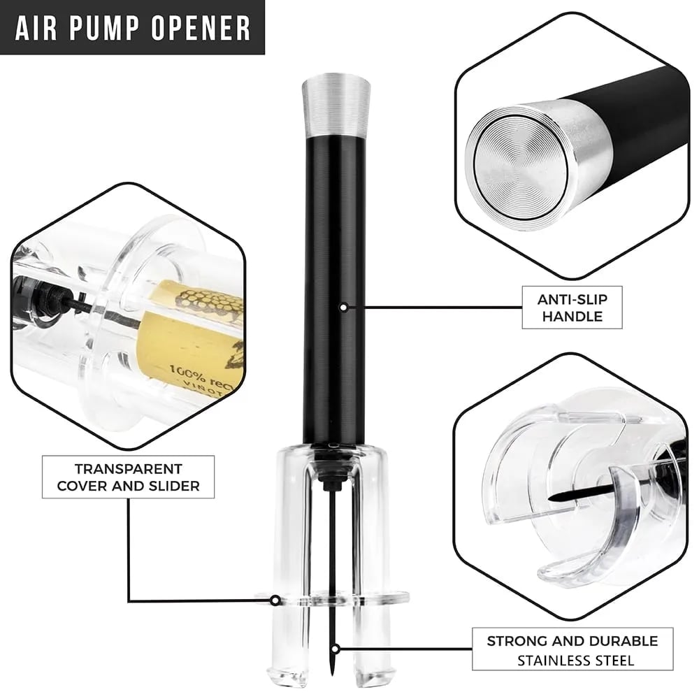 🎉🔥Air Pump Cork Remover Wine Bottle Opener Set