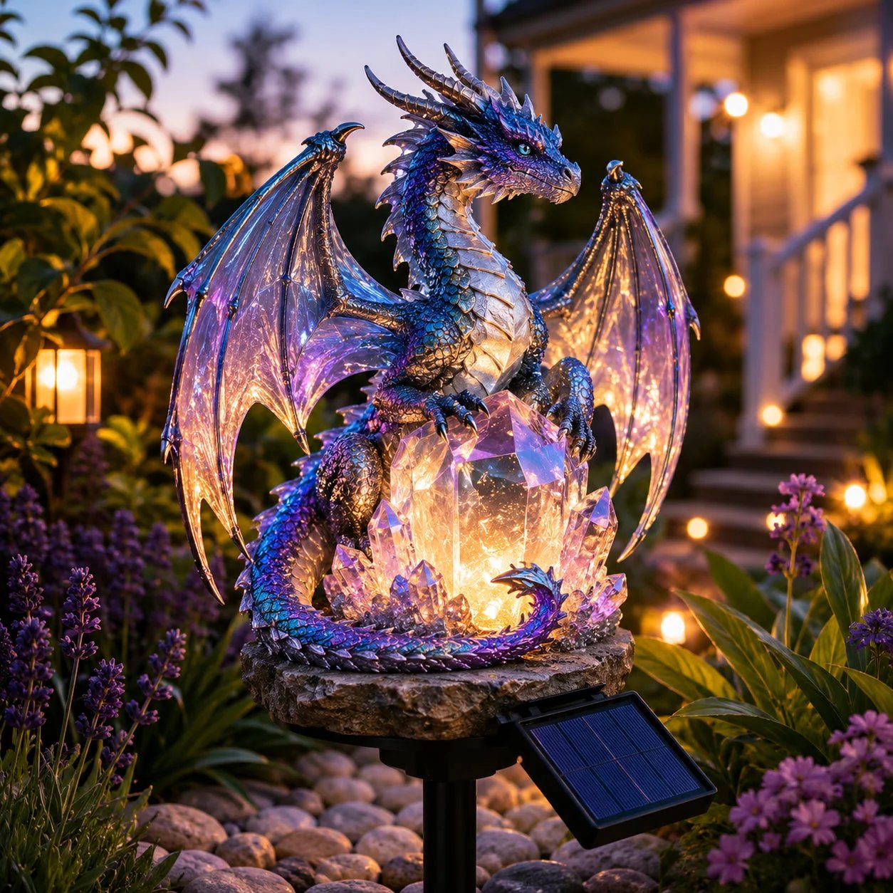 🔥HOT SALE🔥Amethyst Crystal Dragon🐉Solar Dragon Crystal Garden Light