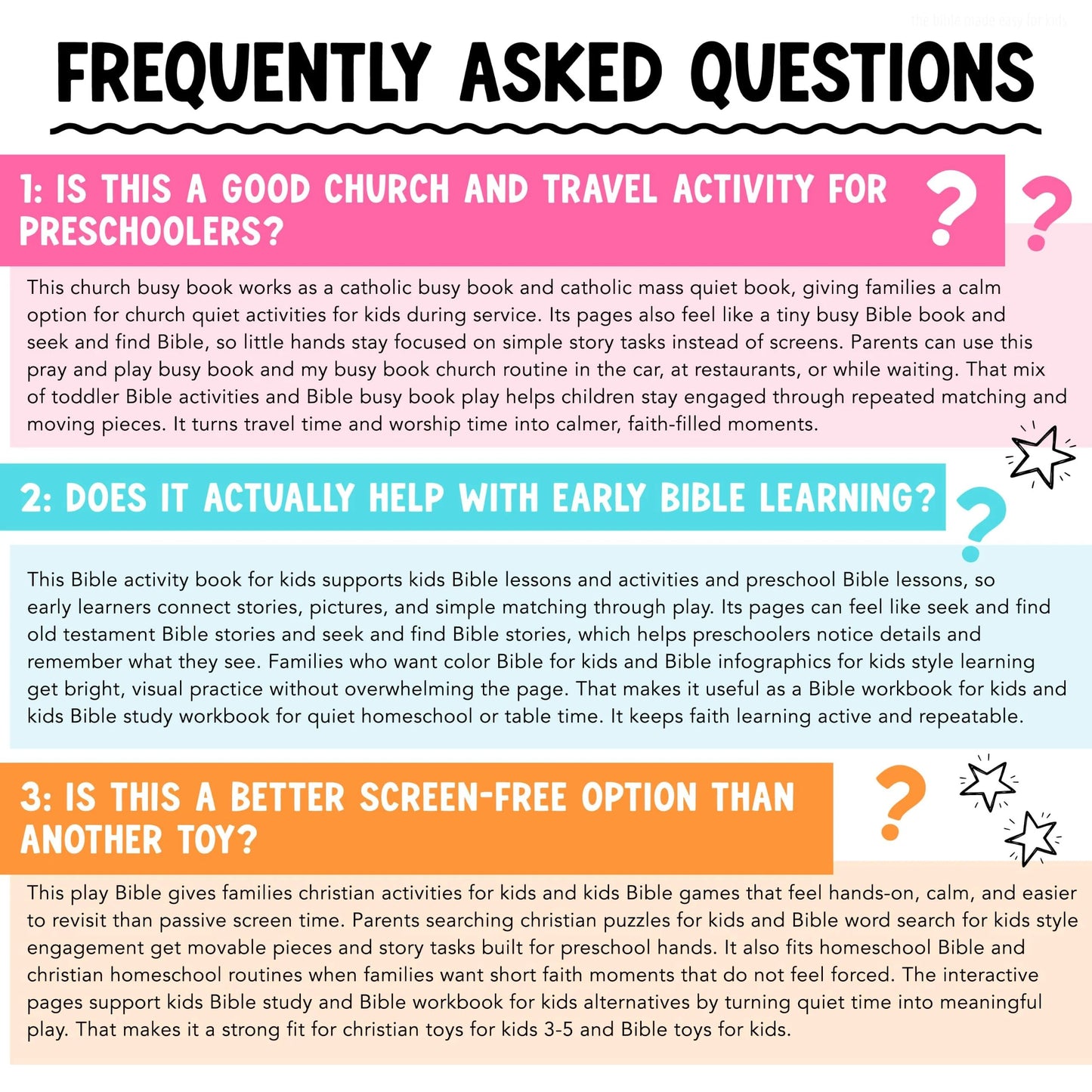 ✝️ Bible Busy Book for Toddlers | Montessori Christian Quiet Book with 152 Velcro Pieces & 15 Faith Activities