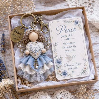 ⏳ Last Day 49% OFF – 🪽 Faith Guardian Keychain Scripture Gift Set Collection | Layered Fabric Charm, Inspirational Scripture Card & Ready-to-Gift Box Included 💕