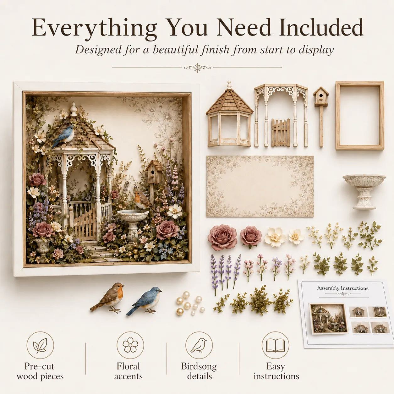 🌷DIY 3D English Cottage Garden Shadow Box Kit