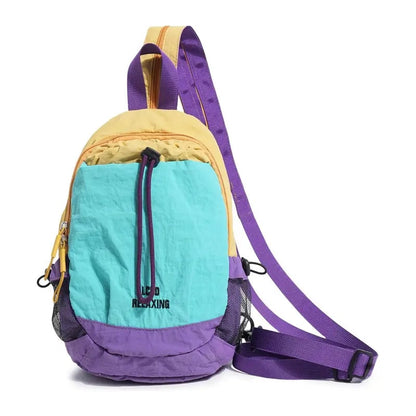 Unisex Lightweight Color Block Casual Nylon Mini Backpack