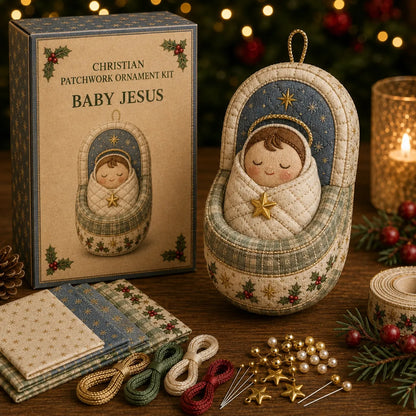 ⏳ Last Day 49% OFF – ✝️ Beginner-Friendly DIY Christian Block Figure Patchwork Ornament Kit Collection | Complete Kit with Pre-Cut Fabrics, Padded Ornament Form & Step-by-Step Guide Included 💕