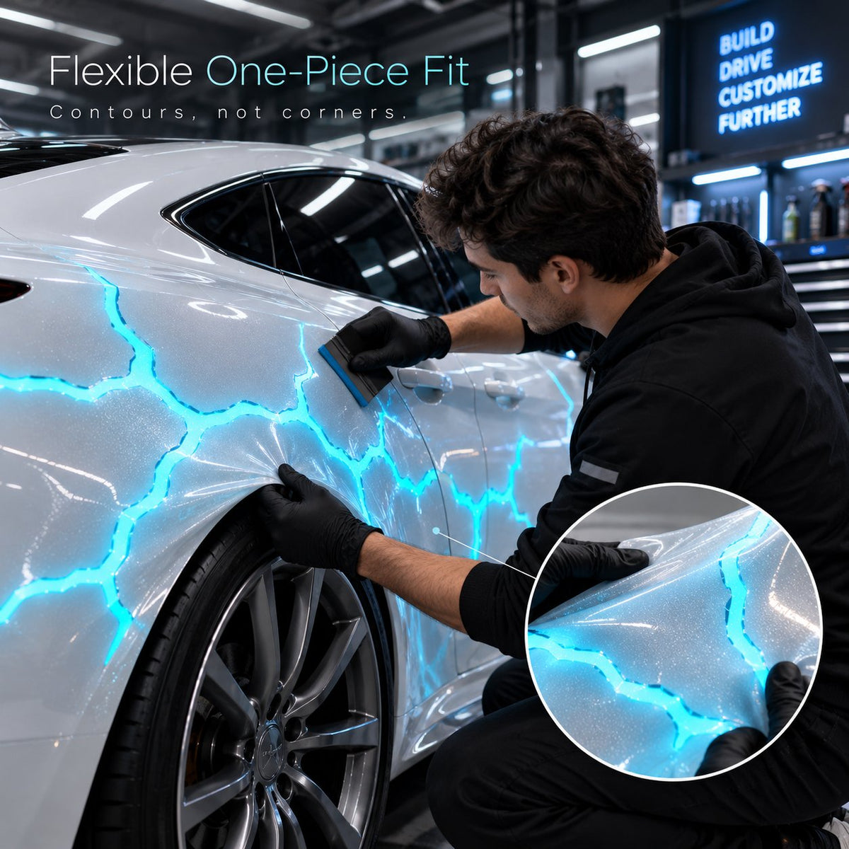 Liquid Laser Glow Car Wrap, Streaming Thunder Light Luminous Vinyl Film for Custom Car Styling & Night Car Show