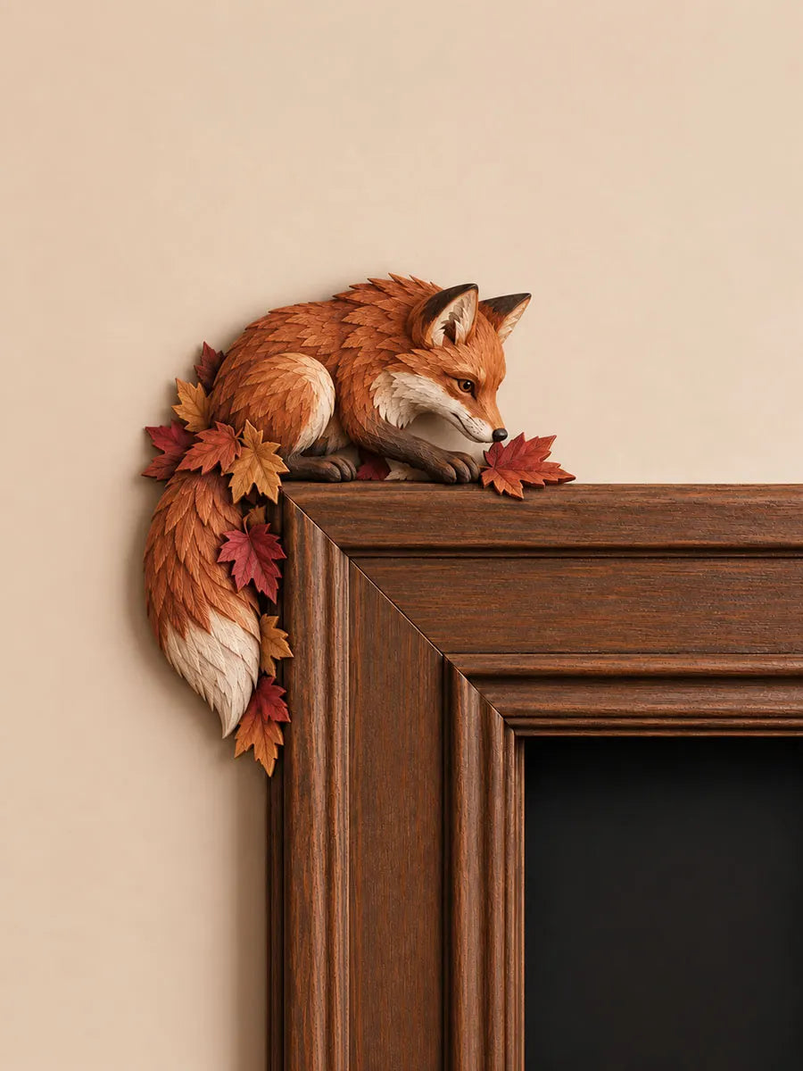 Autumn Fox Door Frame Corner Décor – Maple Leaf Woodland Accent