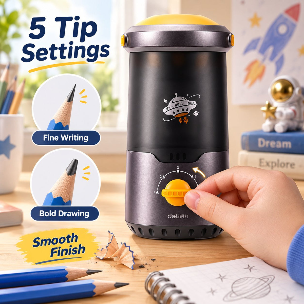 Automatic Electric Pencil Sharpener: Safe Smart Pencil Sharpener for Kids Homework & Classroom Study