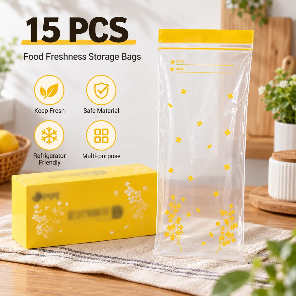15PCS double-seal reusable produce storage pouches – product image 5