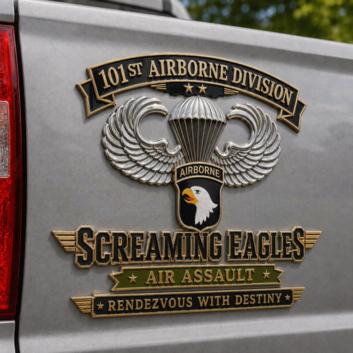 🦅U.S. Army 101st Airborne Division (Air Assault) Tribute Metal Car Emblem