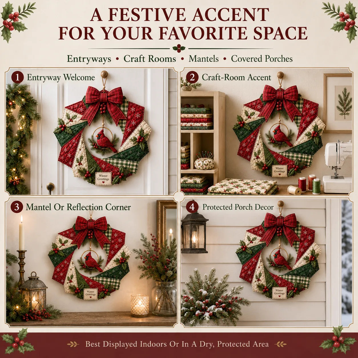 ⏳ Last Day 49% OFF – 🎄Beginner-Friendly DIY Christmas Fabric Wreath Kit Collection | Complete Kit with Coordinated Fabrics, Wreath Materials & Step-by-Step Guide Included 💕