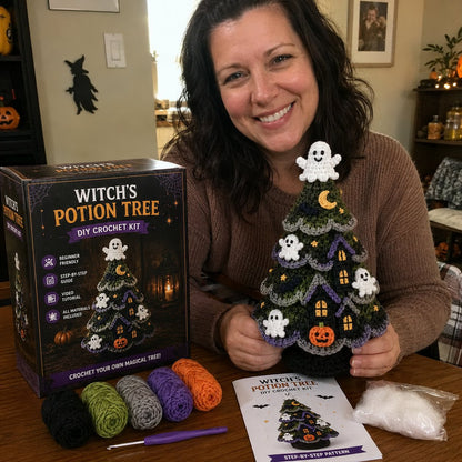 🎃 Halloween Tree DIY Crochet Kit | All-In-One Kit for a Layered 7-Inch Spooky Tabletop Decoration 🧶👻✨