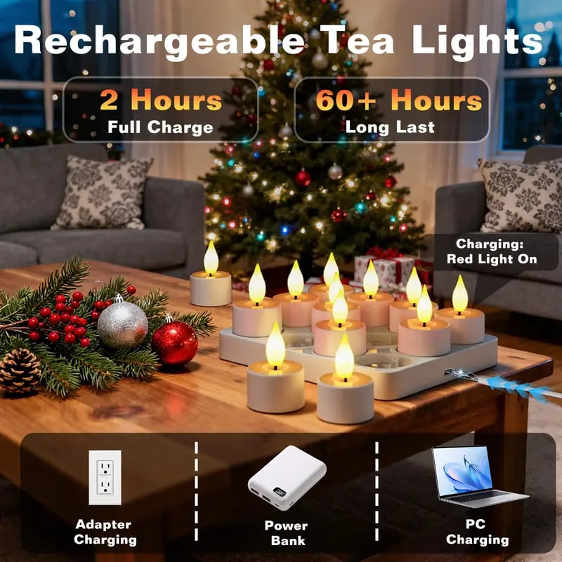Rechargeable Flameless Tealight Candles with Remote Control
