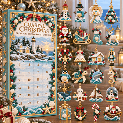 ✨ 🌊 Coastal Christmas 24-Day Mini Brick Ornament Advent Calendar