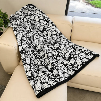 🎨 Fuzzy Velvet Coloring Blanket with 24 Markers | 8 Designs