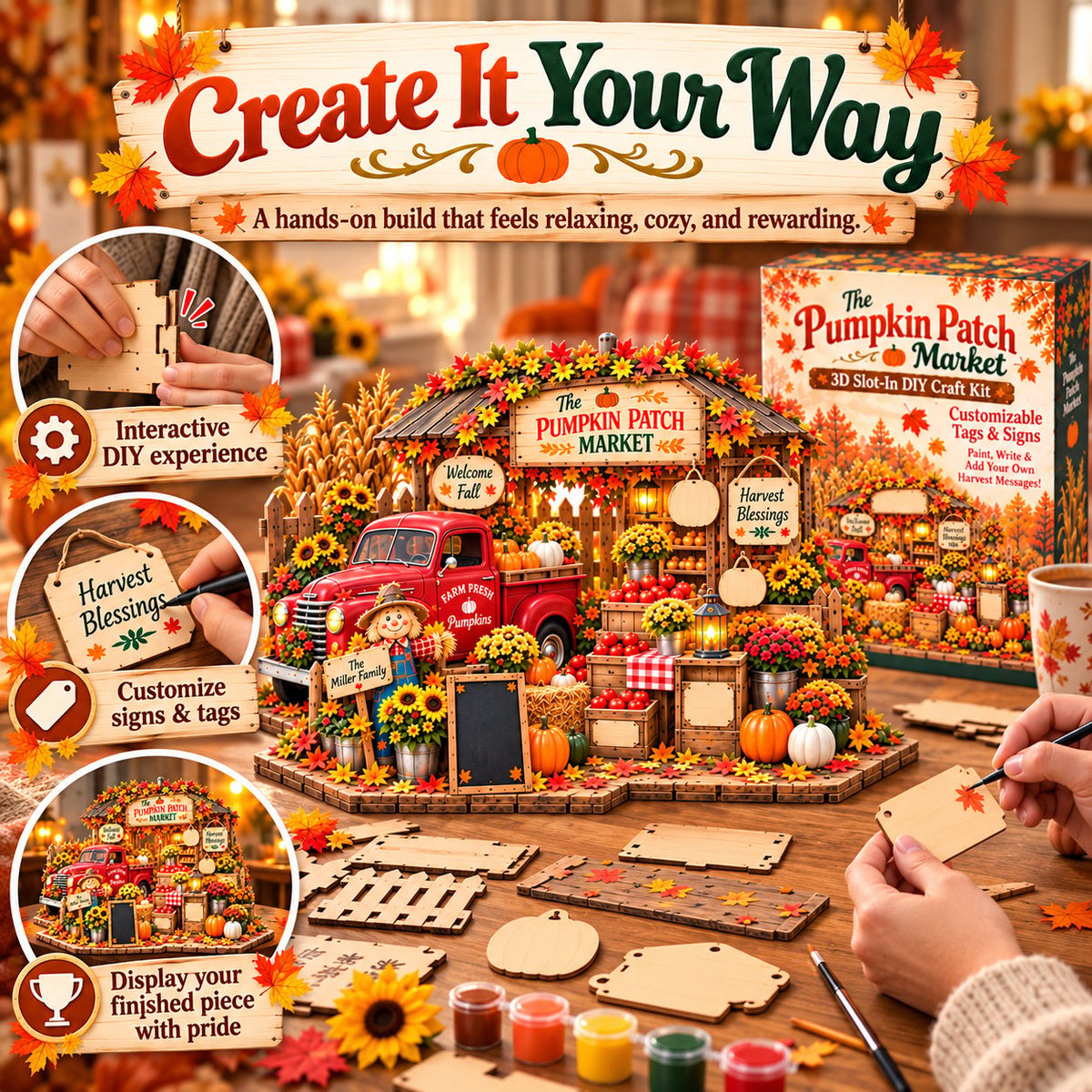 🍂 Pumpkin Patch Market 3D Slot-In DIY Craft Kit