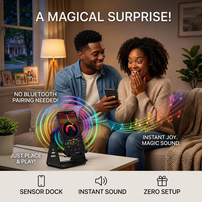 [7-in-1 Upgrade] Wireless Induction Speaker Phone Stand with Remote Control