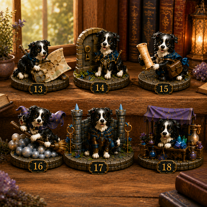 Border Collie castle treasure map and fantasy characters