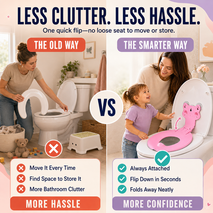 🐻 Flip-Down Toddler Toilet Training Seat – Cleaner, Easier Potty Training！！！