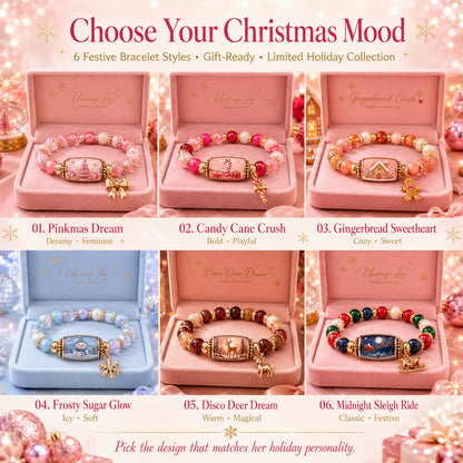 🔥 LAST DAY 49% OFF – 🎄 Candy Glow Christmas Bracelet Collection | 6 Dopamine Holiday Designs with Color-Coordinated Beads & Matching Gold-Tone Charms ✨