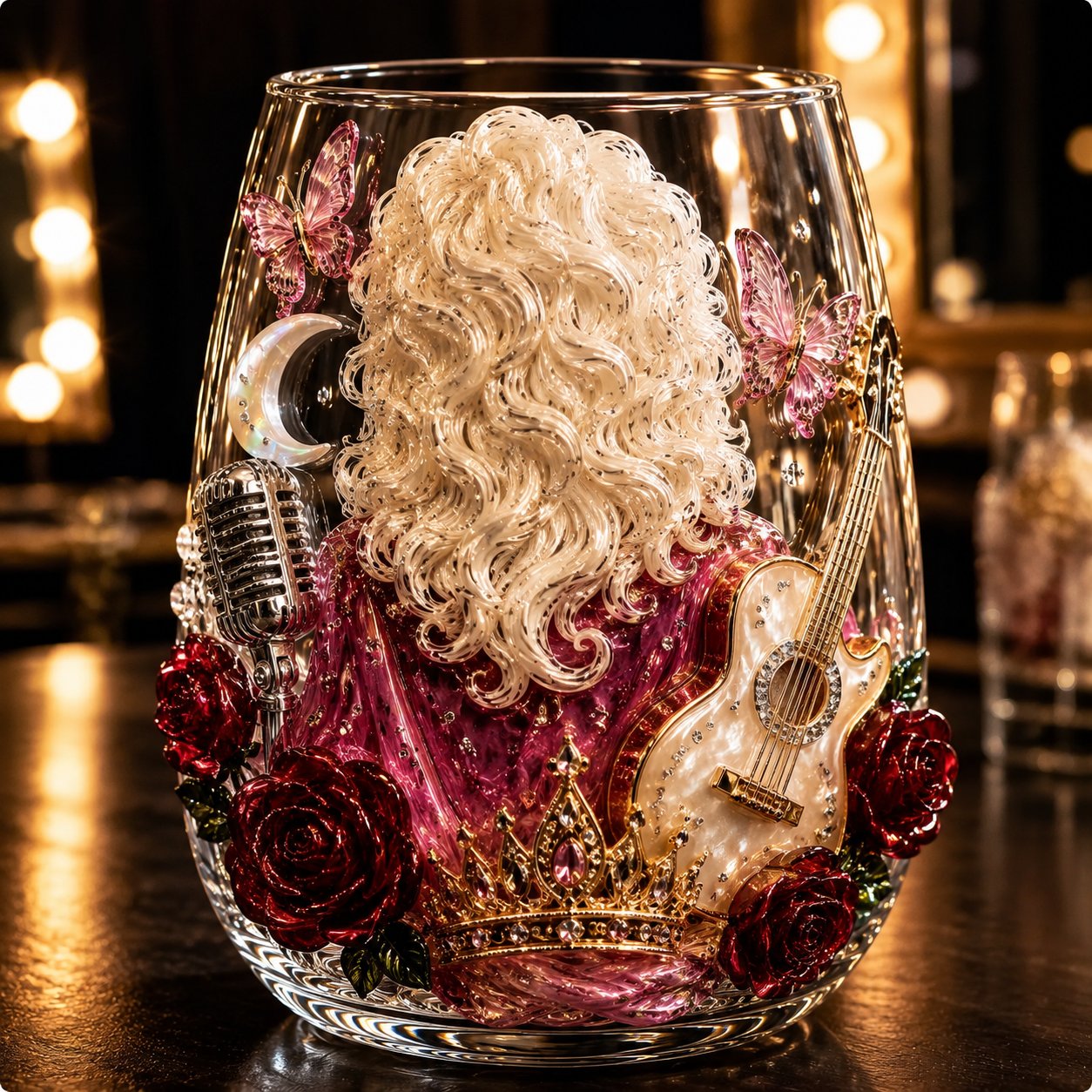 🤠 Queen of Country 1946–2026 3D Glass Collection | 8 Dolly-Inspired Country Designs with Raised Guitars, Butterflies, Boots, Florals & Vintage Music Details 🎸✨