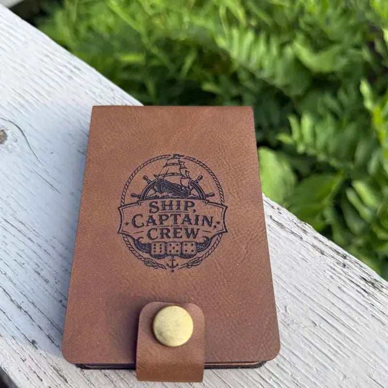 ⚓ Ship, Captain, Crew Travel Dice Game | Compact Cherry-Wood Game with Dice, Scoring Pegs & Leatherette Carry Case for 2–4 Players 🎲✨