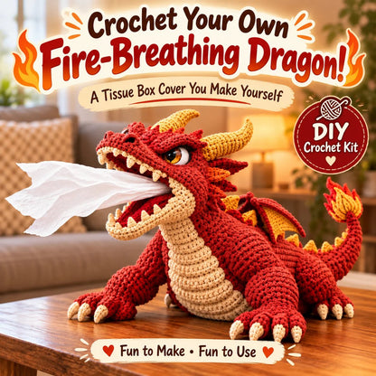 Fantasy Crochet Tissue Box Cover DIY Kit | Pull Tissues From a Dragon’s Mouth or Turtle’s Volcano