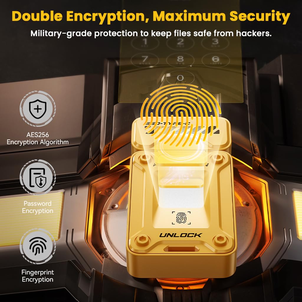 EAGET FU80 USB-C & USB-A Pen Drive, Flash Drive, 560MB/s, Fingerprint Encryption, Metal Casing, Solid State, Plug & Play, Secure Storage