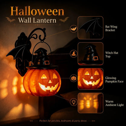 🎃Halloween Early Bird Special Sale 50% OFF🎃 Bat Hat Pumpkin Wall Lamp 🦇
