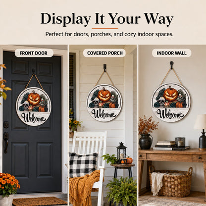 ⏳ Last Day 49% OFF – 🏡 Interchangeable Seasonal Welcome Door Sign | 12 in Woodgrain-Style Base with Magnetic 3D Toppers for Holidays, Seasons & Celebrations ✨