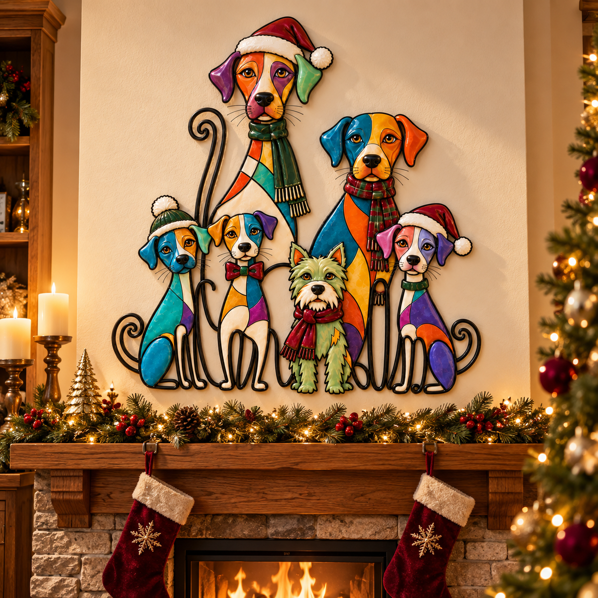 2026 Christmas Dog/Cat Family – A Colorful Holiday Welcome for Dog Lovers