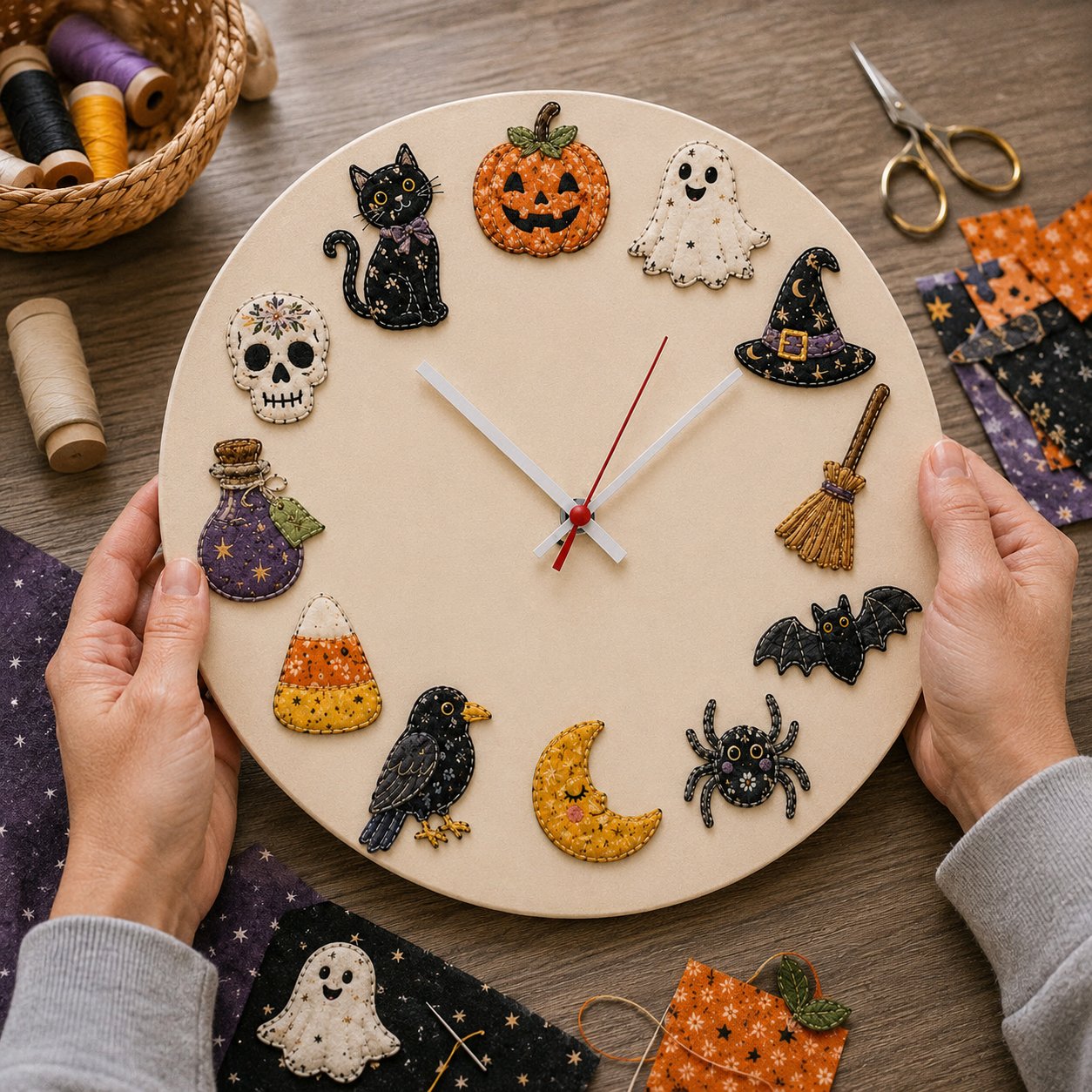 ⏳ Last Day 49% OFF – 🕒 Beginner-Friendly DIY Patchwork Fabric Clock Kit – 12-Themed Appliqué Wall Clock | Complete Kit with Coordinated Fabrics, Clock Mechanism & Step-by-Step Guide Included 💕