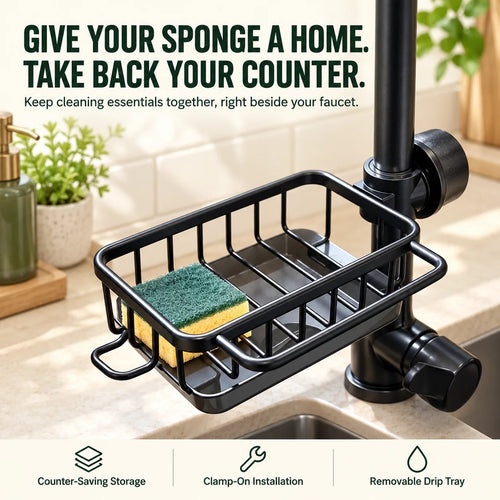 🚰 Faucet-Mounted Sink Caddy – Clear Your Counter, Keep Cleaning Tools Within Reach