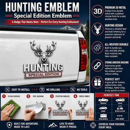 🦌 HUNTING Special Edition Emblem – Premium 3D Metal Car Badge For Hunting Enthusiast
