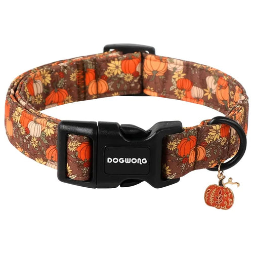 Fall Pumpkin Dog Collar | Adjustable Soft Padded Pet Collar with Pumpkin Charm 🎃🍂