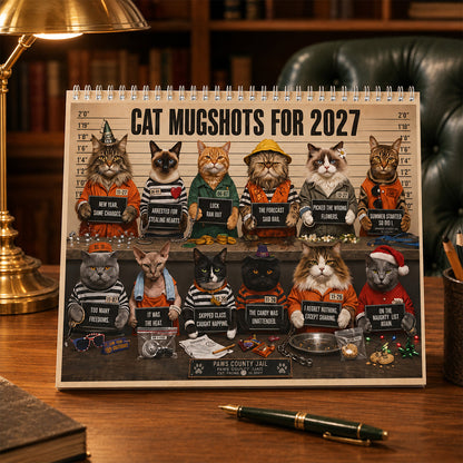 Funny Cat Mugshots 2027 Wall Calendar – 12 Guilty Cats