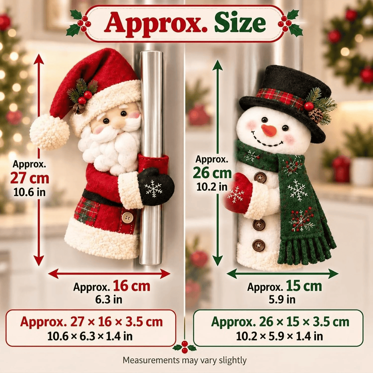Festive Christmas Handle Covers Set, Plush Santa & Snowman Handle Huggers for Fridge Oven Kitchen Cabinets, Cozy Holiday Home Decor Gift for Friends