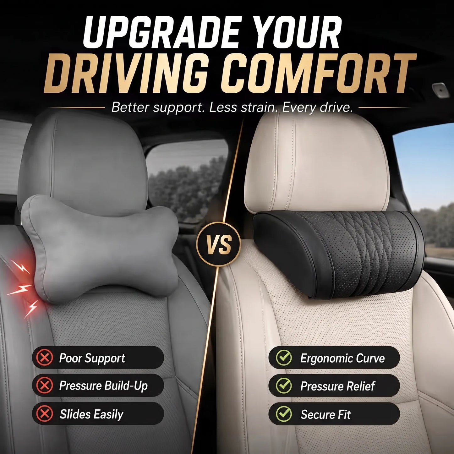 ⭐Premium Car Seat Headrest & Lumbar Support Cushion