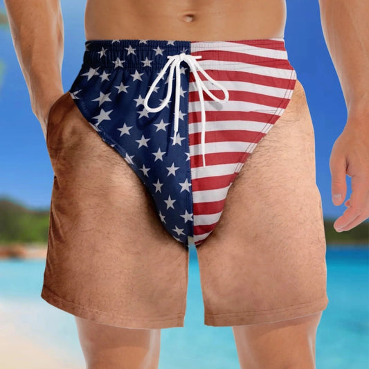 🇺🇸 Funny Patriotic Men’s Swim Trunks – Freedom & Chill Summer Beach Shorts 🏖️😎
