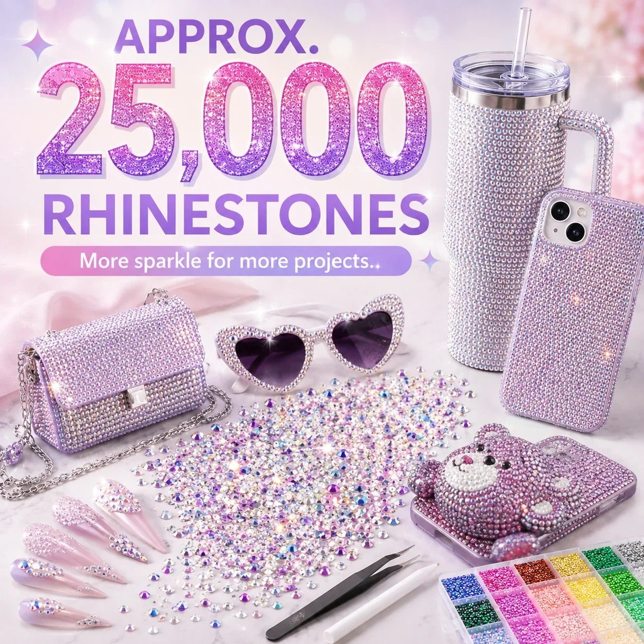 Rhinestone Bedazzling Kit – 40 Colors, Approx. 25K Pieces